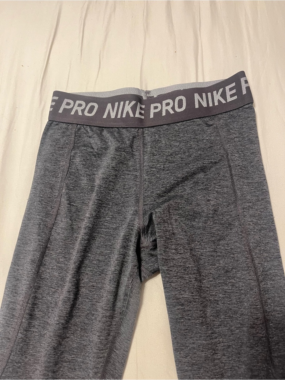 Nike Grey Heather Performance Leggings with Branded Waistband